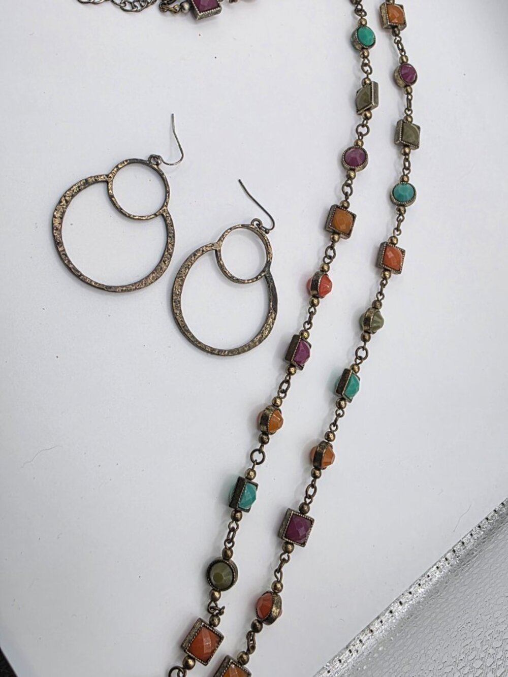 Premier Designs Chiclet Necklace & Jane Earrings Multicolor Set